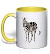 Чашка с цветной ручкой Просто зебра Солнечно желтый фото