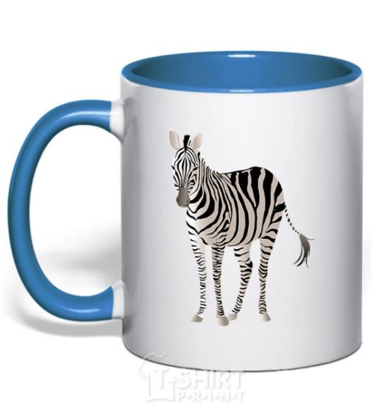 Чашка с цветной ручкой Просто зебра Ярко-синий фото