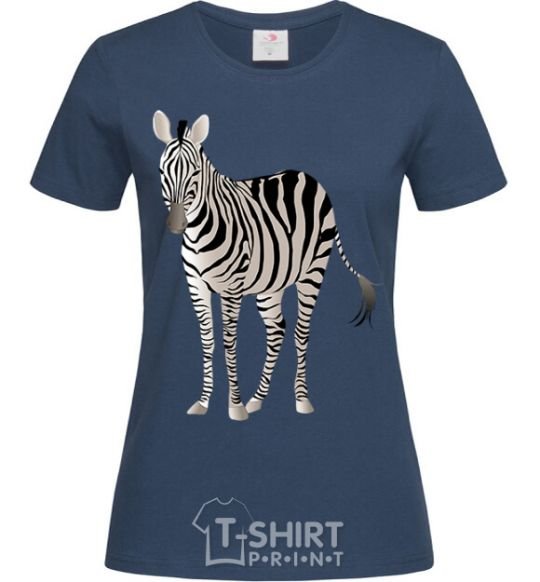 Women's T-shirt Just a zebra navy-blue фото