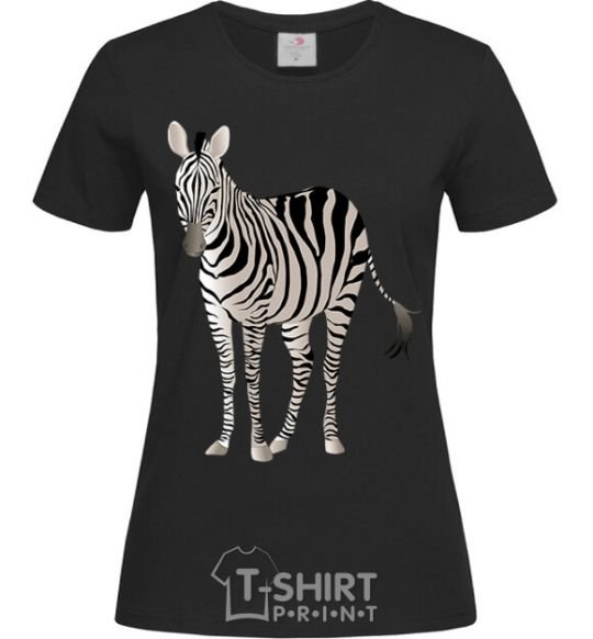 Women's T-shirt Just a zebra black фото