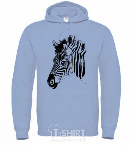 Men`s hoodie Zebra face sky-blue фото