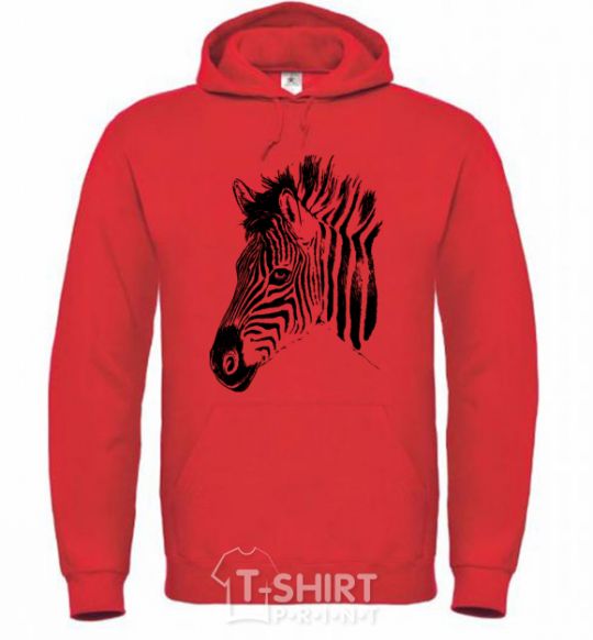 Men`s hoodie Zebra face bright-red фото