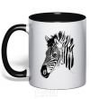 Mug with a colored handle Zebra face black фото