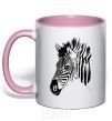Mug with a colored handle Zebra face light-pink фото
