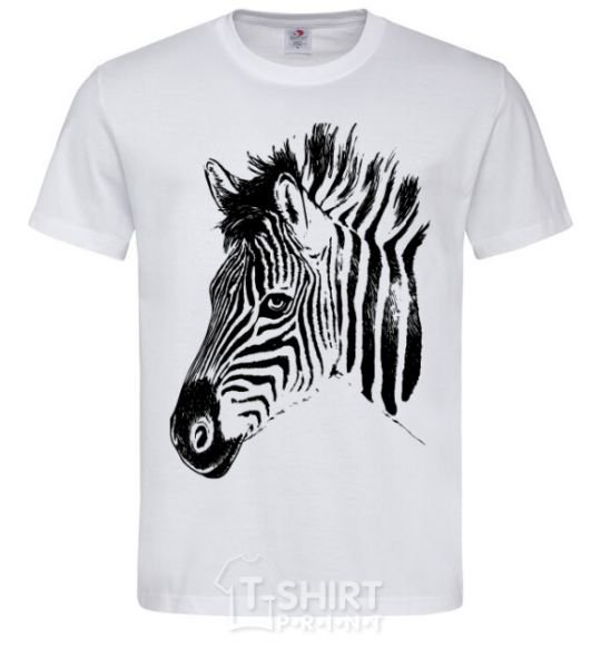 Men's T-Shirt Zebra face White фото