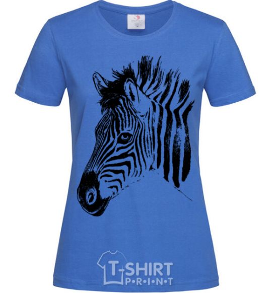 Women's T-shirt Zebra face royal-blue фото