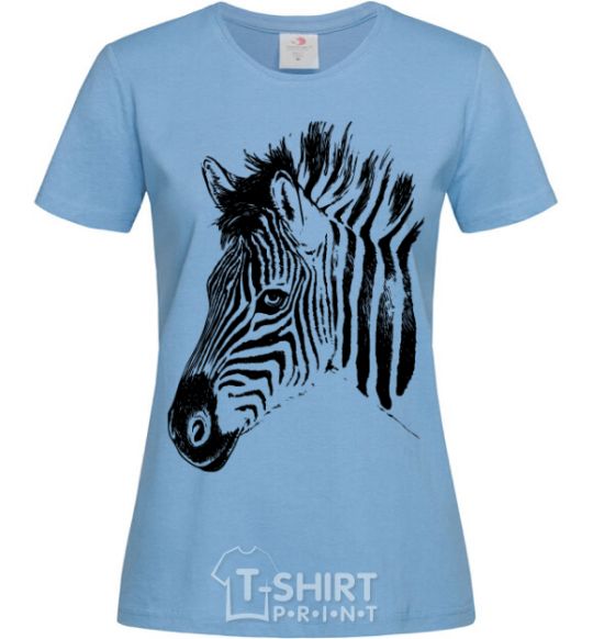 Women's T-shirt Zebra face sky-blue фото