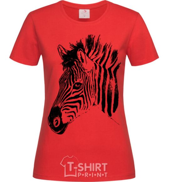 Женская футболка Морда зебры Красный фото