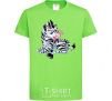 Kids T-shirt A zebra with a butterfly on its nose orchid-green фото