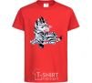 Kids T-shirt A zebra with a butterfly on its nose red фото