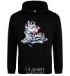 Men`s hoodie A zebra with a butterfly on its nose black фото