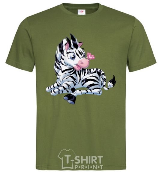 Men's T-Shirt A zebra with a butterfly on its nose millennial-khaki фото