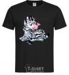 Men's T-Shirt A zebra with a butterfly on its nose black фото