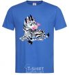 Men's T-Shirt A zebra with a butterfly on its nose royal-blue фото