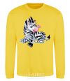 Sweatshirt A zebra with a butterfly on its nose yellow фото