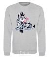 Sweatshirt A zebra with a butterfly on its nose sport-grey фото