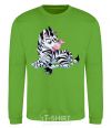 Sweatshirt A zebra with a butterfly on its nose orchid-green фото