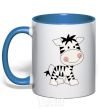 Mug with a colored handle A zebrafish drawing royal-blue фото