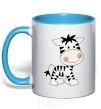 Mug with a colored handle A zebrafish drawing sky-blue фото