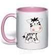 Mug with a colored handle A zebrafish drawing light-pink фото