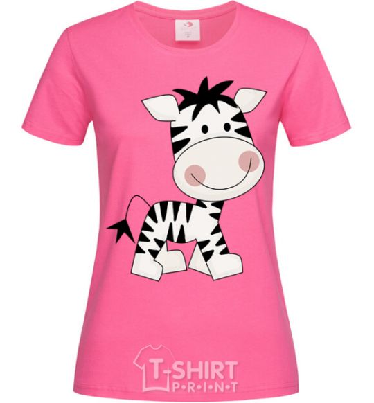 Женская футболка Зебренок рисунок Ярко-розовый фото