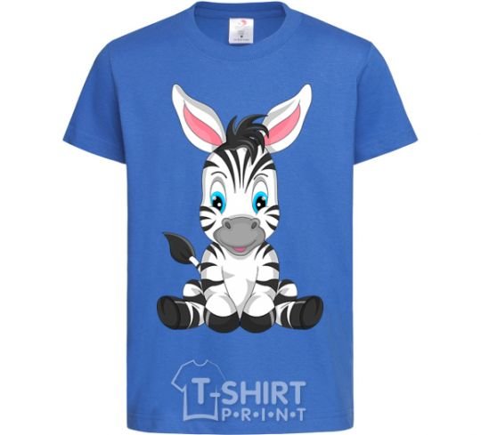 Kids T-shirt Zebra sitting royal-blue фото