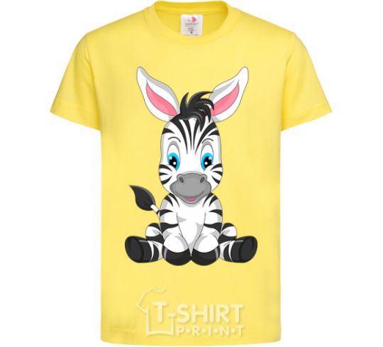Kids T-shirt Zebra sitting cornsilk фото