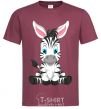 Men's T-Shirt Zebra sitting burgundy фото