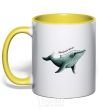 Mug with a colored handle Humpback Whale yellow фото