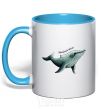 Mug with a colored handle Humpback Whale sky-blue фото