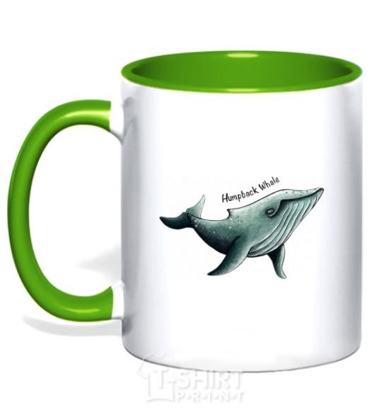 Mug with a colored handle Humpback Whale kelly-green фото