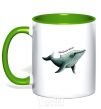 Mug with a colored handle Humpback Whale kelly-green фото