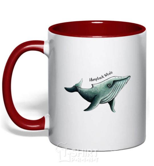 Mug with a colored handle Humpback Whale red фото