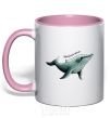 Mug with a colored handle Humpback Whale light-pink фото