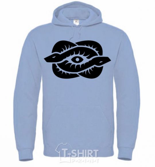 Men`s hoodie Snakes and the eye sky-blue фото