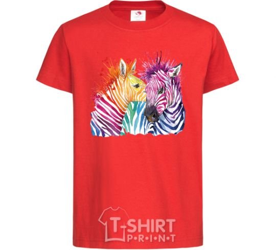 Kids T-shirt Zebra sprinkles red фото