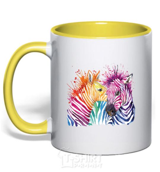 Mug with a colored handle Zebra sprinkles yellow фото