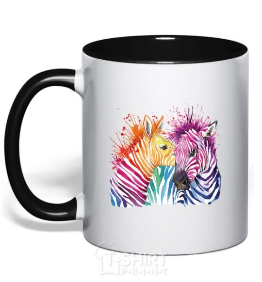 Mug with a colored handle Zebra sprinkles black фото