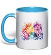 Mug with a colored handle Zebra sprinkles sky-blue фото