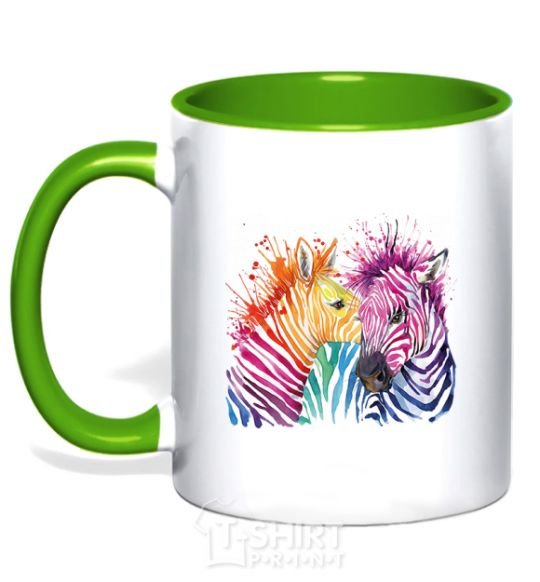 Mug with a colored handle Zebra sprinkles kelly-green фото