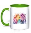 Mug with a colored handle Zebra sprinkles kelly-green фото