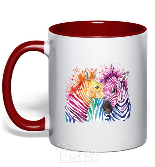 Mug with a colored handle Zebra sprinkles red фото