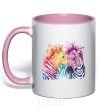 Mug with a colored handle Zebra sprinkles light-pink фото