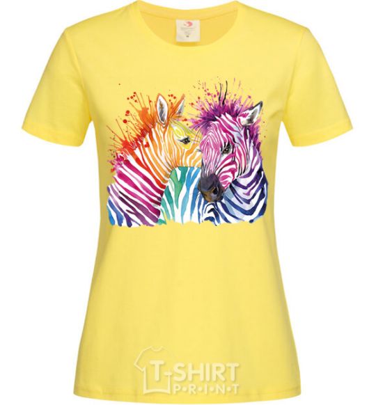 Женская футболка Зебры брызги Лимонный фото