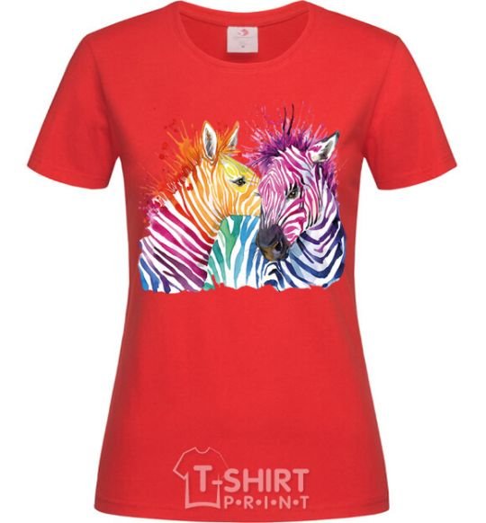 Women's T-shirt Zebra sprinkles red фото