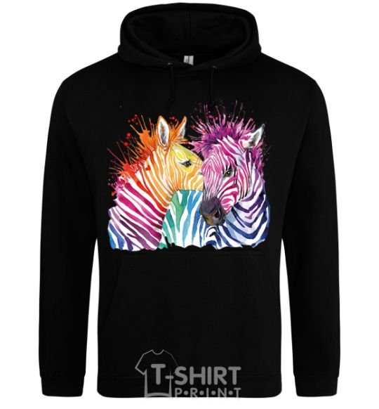 Men`s hoodie Zebra sprinkles black фото