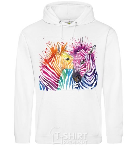 Men`s hoodie Zebra sprinkles White фото