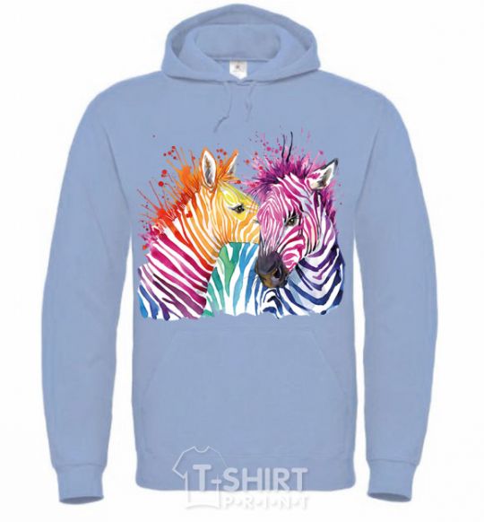 Men`s hoodie Zebra sprinkles sky-blue фото