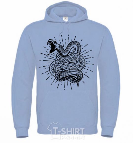 Men`s hoodie Snake bite sky-blue фото