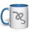 Mug with a colored handle The snake crawls royal-blue фото